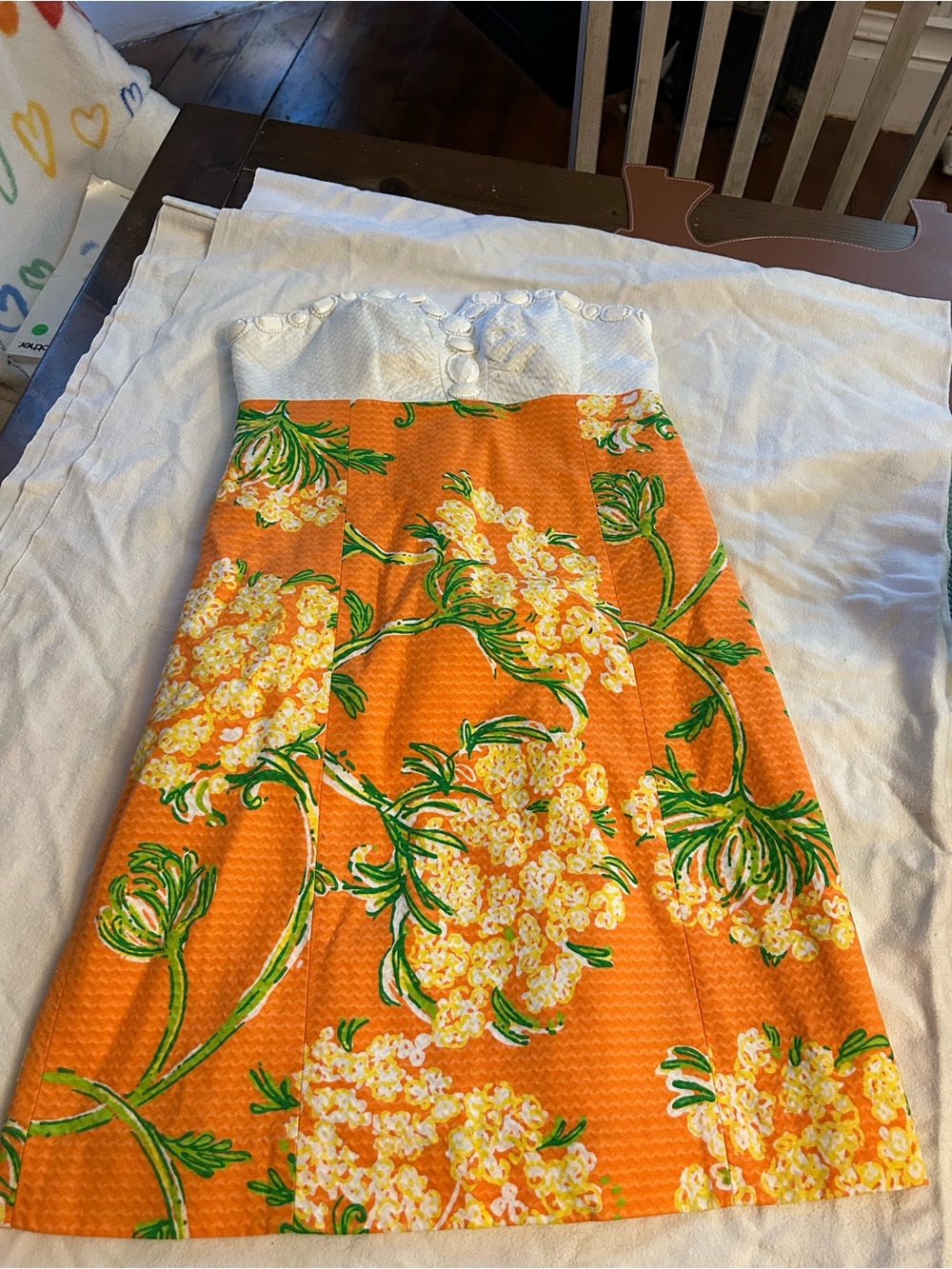 Lilly Pulitzer Orange Floral Strapless Dress